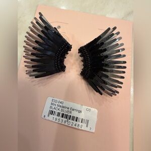 NEW Mignonne Gavigan Mini Madeleine Black and Silver Earrings w crystals